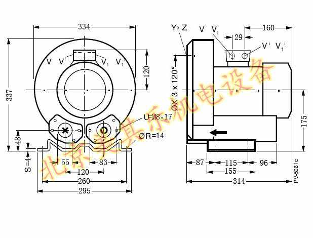  2GH510/三相2.2kw高壓鼓風(fēng)機CAD圖